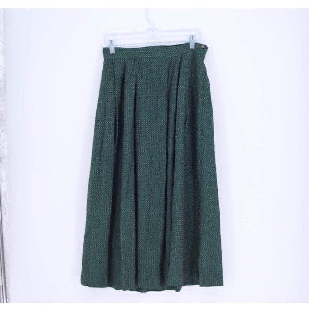 Bechamel Vintage Women's Green Plaid Pleated Pocket Midi Skirt‎ Size 10